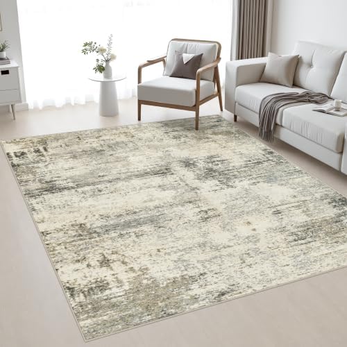 Area Rug Living Room: 4x4 Modern Washable Soft Carpet Ash Brown by FXRHLP