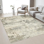 Area Rug Living Room: 4x4 Modern Washable Soft Carpet Ash Brown by FXRHLP