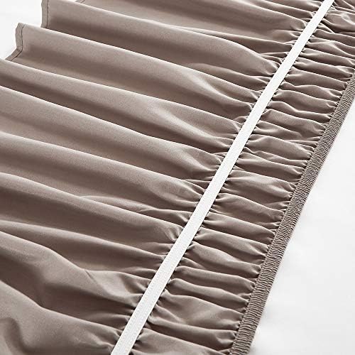 MEILA Wrap Around Elastic Bed Skirt for Twin & Full Beds, 16" Drop, Taupe - Image 4