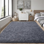 PLHXFR 5x7 Area Rugs Living Room: Fluffy Bedroom Rug Shag Carpet Grey - Image 2
