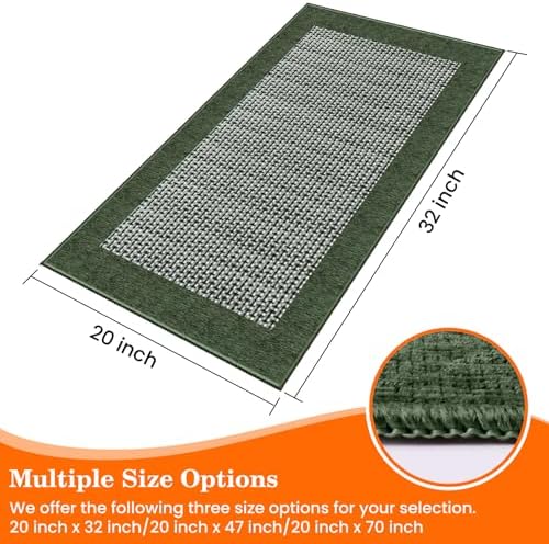 StepRite Kitchen Rugs, Kitchen Mats for Floor, 32"x20" Non-Slip Machine-Washable Kitchen Throw Rug, Green - Image 3