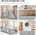 Boho Kitchen Mats for Floor 2PC Anti Fatigue Kitchen Rugs, Dark Blue - Image 6