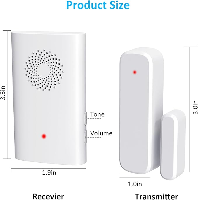 Door Chime, Wireless Door Open Sensor Alarm When Entry Business/Office/Store (500ft Range 51 Ringer Adjustable Volume) Home Alert Bell for Kid/Toddler Safety, 1 Receiver+3 Sensors