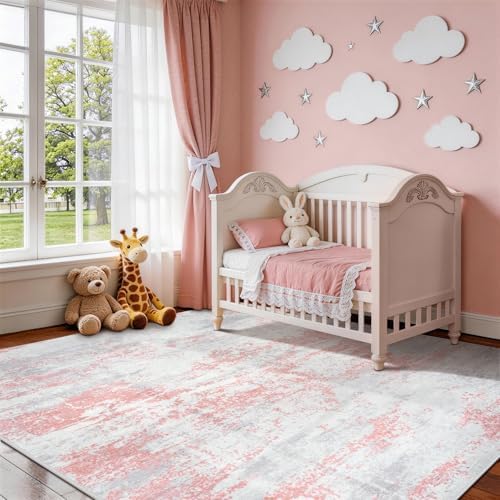 Aelenmu 9x12 Area Rugs for Living Room Washable Bedroom Dining Room Pink - Image 3