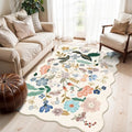 4x6 Living Room Area Rugs: Washable Boho Kitchen Rugs Non Slip Low-Pile Small Bedside Carpet for Bedroom Nursery Water-Resistant Beside Rug Non-Shedding Floor Mat for Kids Pets Family(4x6，Cream) by HYHAOYUNLAI