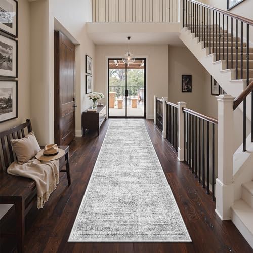 3x10 Runner Rug Non Slip,Washable Hallway Runner Rug,Grey by Restydon