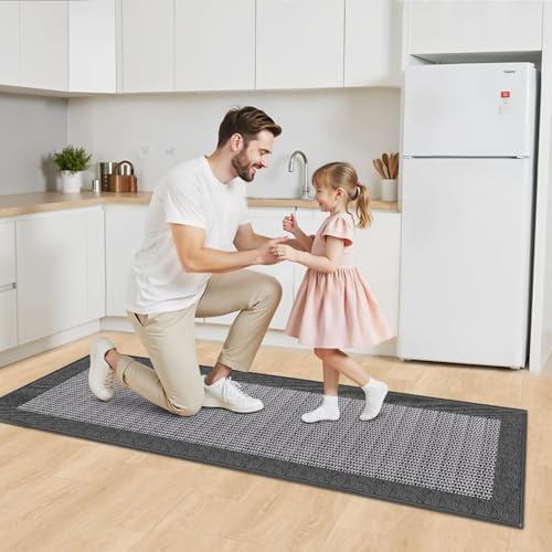 StepRite Kitchen Rugs, Kitchen Mats for Floor, 60"x20" Non-Slip Machine-Washable Kitchen Throw Rug, Absorbent Runner Rugs Office, Sink Standing Desk Mat, Decor Carpet, Grey - Image 7