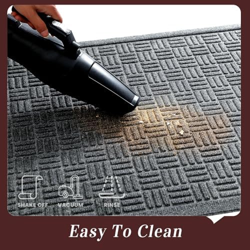 Mibao Front Door Mat Outside Entrance, 29.5" x 17", Heavy Duty Welcome Mat, Stain and Fade Resistant, Dirt Trapper Doormat, Super Absorbent Indoor Outdoor Entryway Mat with Non-Slip Backing, Gray - Image 4