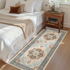 Madane Washable Runner Rug 2x6 Runners for Hallways Non Slip, Orange/Blue - Image 3