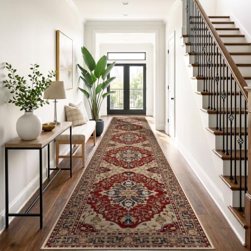 RELEANY Washable Area Rug, Runner 3'x20', Red/Blue - Image 2
