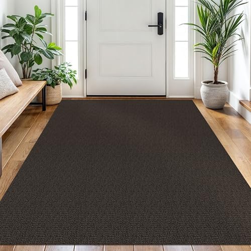 EARTHALL Washable Area Rug, Non Slip Entryway Rug, 4x6 Ft, Taupe/Coffee by Unknown