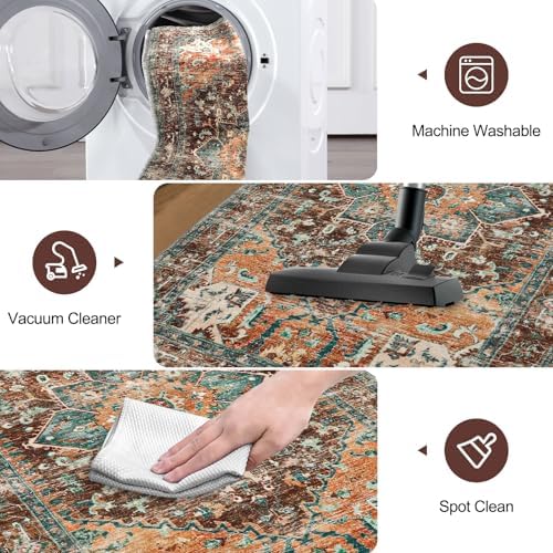 Yamaziot Washable Area Rug for Bedroom, 3x5 Non-Slip Boho Entryway Rug - Image 5