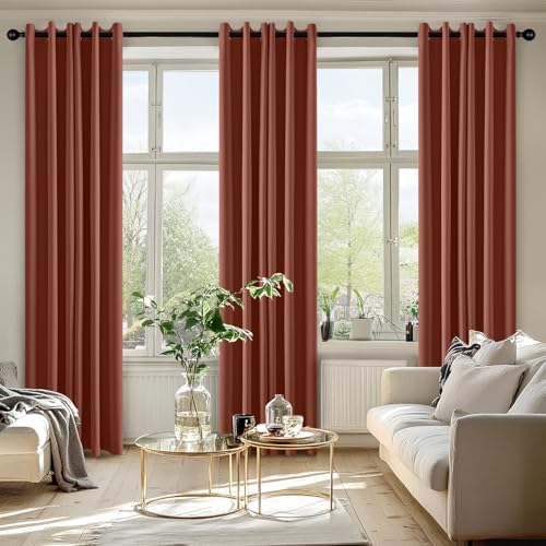 MIULEE Fall Blackout Curtains for Bedroom 2 Panels 40"x84" Long Terracotta - Image 6