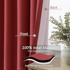 Guken Red 100% Blackout Linen Curtains 84 Inch Length 2 Panels Set for Living Room Bedroom Back Tab/Rod Pocket Thermal Insulated Black Out Drapes Room Darkening Window Curtains 84 Inches Long - Image 3