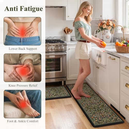 Collive Kitchen Rugs Sets of 2 Cushioned Anti Fatigue, 20"x47"+20"x32" - Image 4
