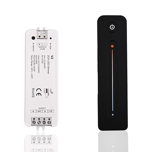 RF Wireless Remote CCT LED Strip Controller Magnetic Wall-Mounted Touch Slide Brightness/Color Temp Adjust Sensitive Touch Slide Flicker DC 5V-36V 8A