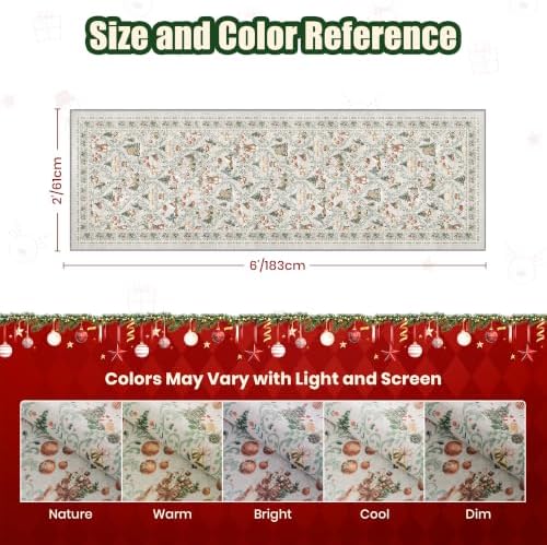 2x6 Christmas Runner Rug for Hallway,Washable Kitchen Rugs,Grey - Image 2