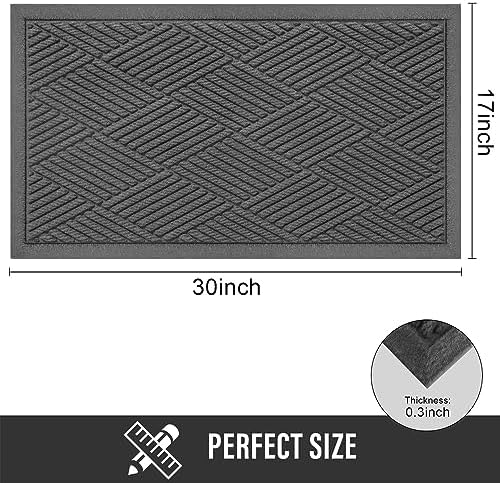 HIYARD Sturdy Front Door Mat, Absorbent Muddy Dirt Resist Welcome Door Mats Outdoor Indoor, Stain and Fade Resistant, Non-Slip Rubber Backing Low Profile Doormat for Entryway, 30×17, Charcoal - Image 2