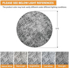 Aelenmu Round Rug 6ft Washable Rug for Dining Room Living Room Black Grey - Image 2
