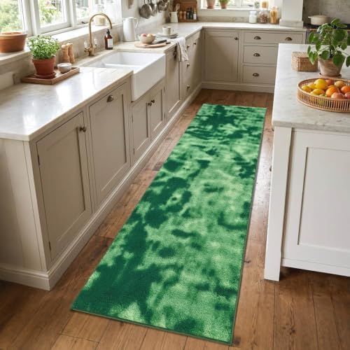 2x6 Tie-dye Green Runner Rug Washable Non-Slip for Kitchen Hallway Bathroom by Unknown