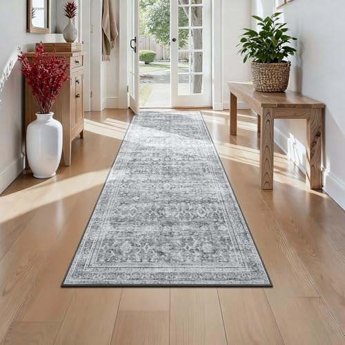 Lofus 2X6 Area Rugs for Hallways, Grey Washable Non-Slip Kitchen Runner Rug by Lofus