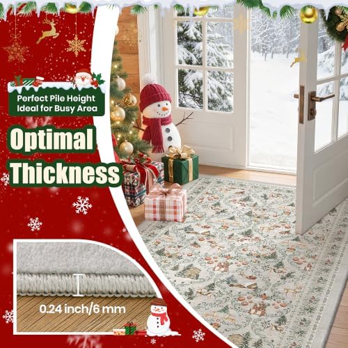 2x8 Christmas Runner Rug for Hallway,Washable Kitchen Rug,Grey - Image 6