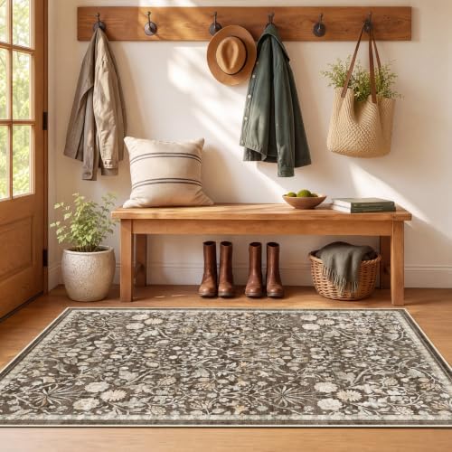 SameBed 3x5 Area Rug Living Room, Vintage Washable Carpet Dark Brown - Image 2