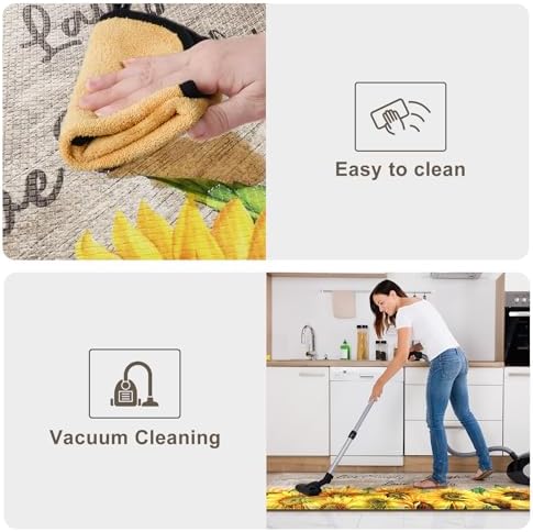 KIMODE Anti Fatigue Kitchen Mat for Floor,Farmhouse Sunflower Kitchen Rugs - Image 5