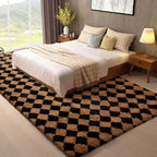 Ophanie 8x10 Black & Beige Diamond Checkered Rugs for Living Room Bedroom,Large Rhombus Fluffy Soft Fuzzy Area Rugs,Plush Shaggy Bedside Floor Carpet Kids Baby Dorm Decor with Over 99 pcs Pile fibers - Image 3