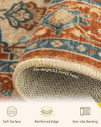 RELEANY Washable Area Rug, 8'x10', Red/Orange/Blue/Brown - Image 5