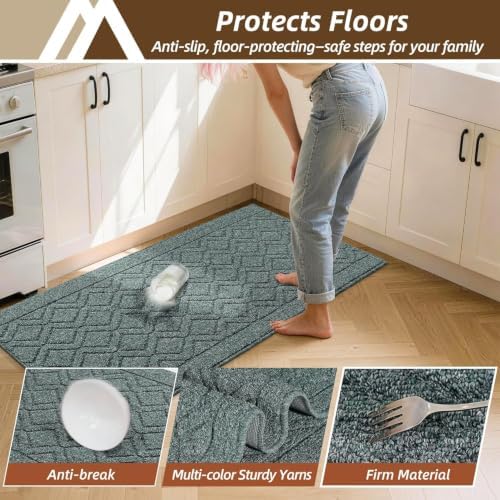 COSY HOMEER Kitchen Rugs Sets of 2 Non-Slip Washable,48x20Inch/30X20Inch - Image 5
