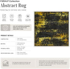 Area Rug Living Room: 5x5 Modern Washable Soft Carpet Black Gold - Image 2