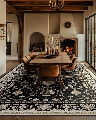 RELEANY Washable Area Rug, Large 10'x14', Black/Neutral - Image 3