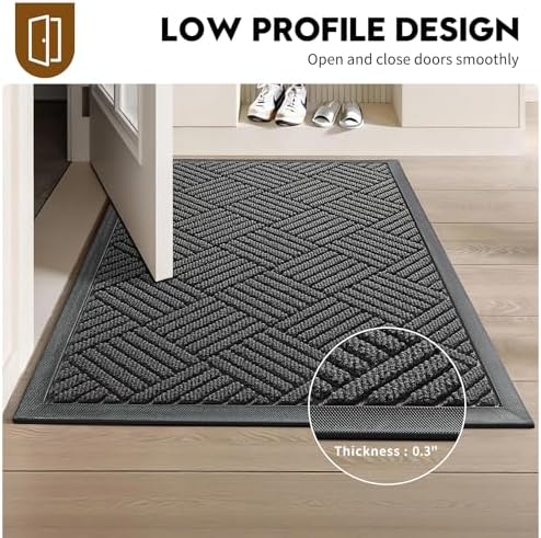 Front Door Mat, Heavy Duty Non-Slip Doormat 35.5"x24", Grey - Image 6