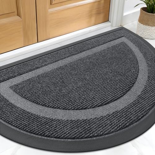 OLANLY Half Circle Front Door Mat Outside 29.5x17 All-Season Rubber Doormat by OLANLY