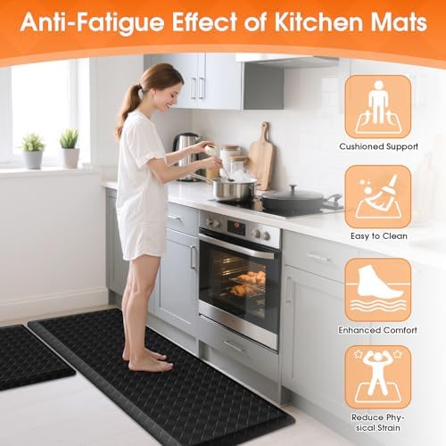 TranquilRelax 4/5 Inch Cushioned Anti Fatigue Kitchen Mats for Floor, Black - Image 4
