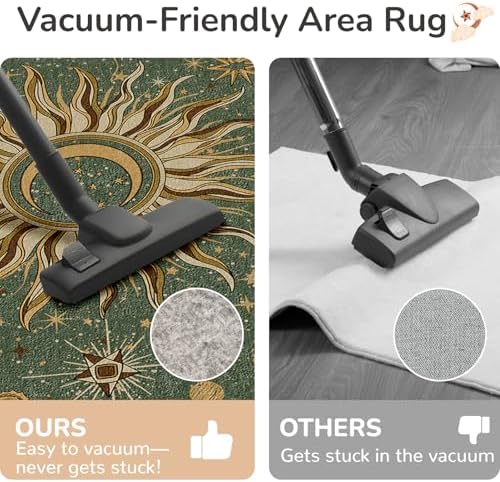 Vacuum-Friendly, 2x8 Washable Area Rug, Green Brown - Image 4