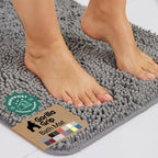 GORILLA GRIP Bath Rug Mat for Bathroom, Absorbent Chenille, 36x24 Gray by GorillaGrip