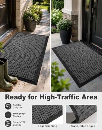 Mibao Front Door Mat Outdoor Entrance, 71" x 24" Heavy Duty Welcome Mat for Outdoor and Indoor, Waterproof Dirt Trapper Doormat, Super Absorbent Indoor Entryway Mat for Patio & Porch - Light Gray - Image 6