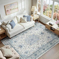RELEANY Washable Area Rug, 6'x9', Blue/White/Gray by RELEANY