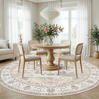 Washable 6ft Circle Round Rug: 6x6 Low-Pile Circular Rug for Living Room Bedroom Cute Office Nursery Area Rug with TPR Rubber Backing Soft Stain-Resistant Carpet Bathroom Entryway Dorm(6Round，Beige) - Image 6