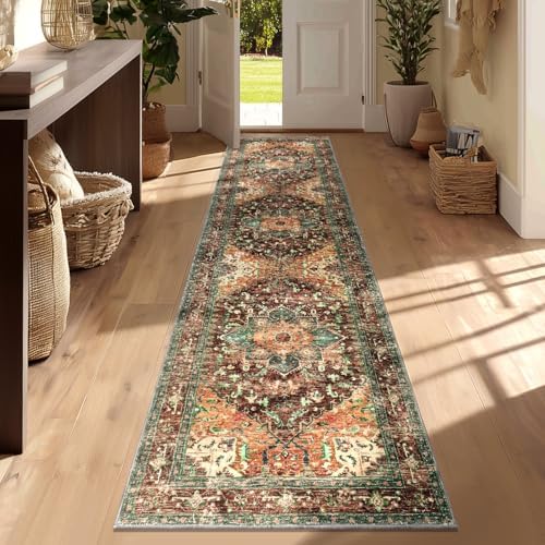 Yamaziot Washable Runner Rug, 2x8 Non-Slip Boho Vintage Hallway Kitchen Rug by Yamaziot