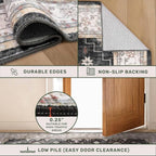 Hazo Haus Black Boho Washable 3x10 Extra Long Hallway Runner Rug, Waterproof Large Kitchen Floor Rug Indoor, Non-Slip Stain & Fade Resistant, Vintage Floral Decor - Image 5