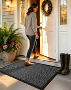 Mibao Front Door Mat Outdoor Entrance, 47" x 32" Heavy Duty Welcome Mat for Outdoor and Indoor, Waterproof Dirt Trapper Doormat, Super Absorbent Indoor Entryway Mat for Patio & Porch - Gray - Image 6