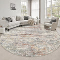 Round Area Rug Living Room: 8 ft Modern Washable Carpet Taupe by FXRHLP