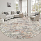 Round Area Rug Living Room: 8 ft Modern Washable Carpet Taupe by FXRHLP