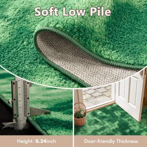 2x6 Tie-dye Green Runner Rug Washable Non-Slip for Kitchen Hallway Bathroom - Image 4
