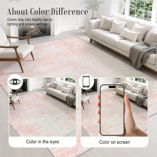 Round Area Rug Living Room: 4 ft Modern Washable Indoor Carpet - Image 6