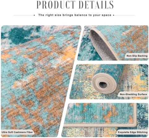 5x8 Area Rug Living Room: Modern Washable Soft Carpet Rosy Haze - Image 6