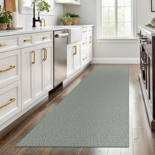 EARTHALL Washable Runner Rug, Non Slip Kitchen Runner, 3x8 Ft, Green/Grey - Image 5